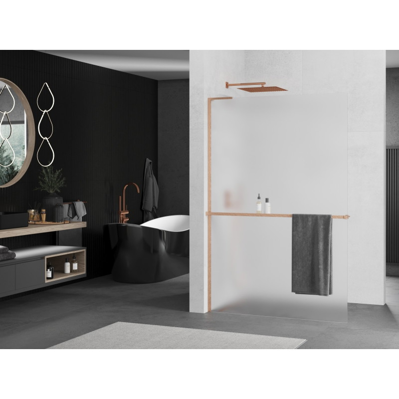 Mexen Kioto+ L dušisein riiuliga Walk-in 70 x 200 cm, härmatis, harjatud vask - 800-070-123-65-30