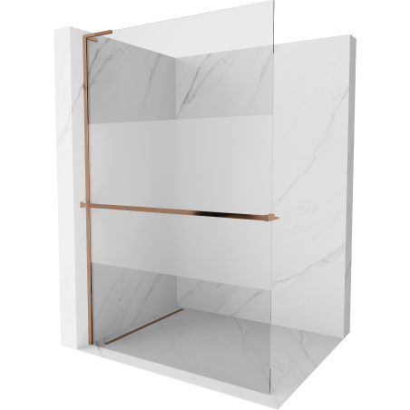 Mexen Kioto+ L Shower Wall with Shelf Walk-in 70 x 200 cm, Transparent/Frosted, Rose Gold - 800-070-123-60-35