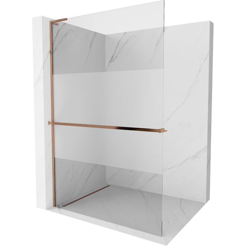 Mexen Kioto+ L douchewand met plank Walk-in 80 x 200 cm, transparant/mat, roze goud - 800-080-123-60-35