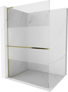 Mexen Kioto+ L staklena stijena za tuš s policom Walk-in 80 x 200 cm, prozirna/mat, zlatna - 800-080-123-50-35