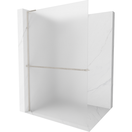 Mexen Kioto+ L shower wall with shelf Walk-in 110 x 200 cm, frosted, brushed nickel - 800-110-123-97-30