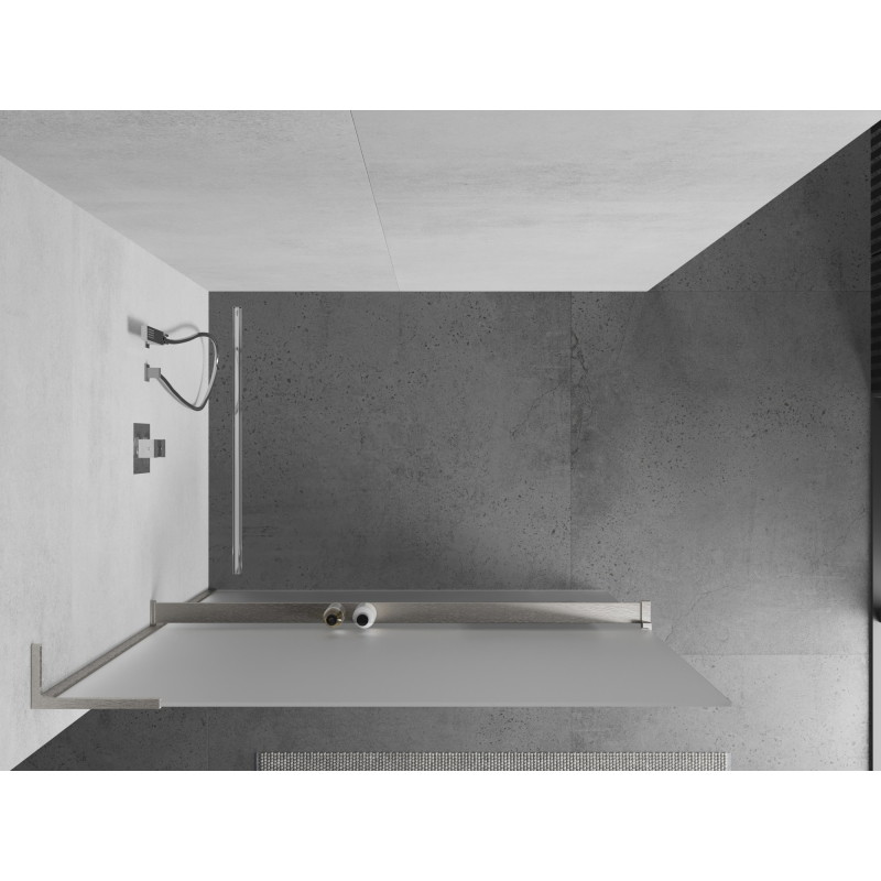 Mexen Kioto+ L dušisein riiuliga Walk-in 80 x 200 cm, härmatis, harjatud nikkel - 800-080-123-97-30