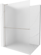 Mexen Kioto+ L pregrada za tuš s policom Walk-in 80 x 200 cm, mraz, brušeni nikal - 800-080-123-97-30