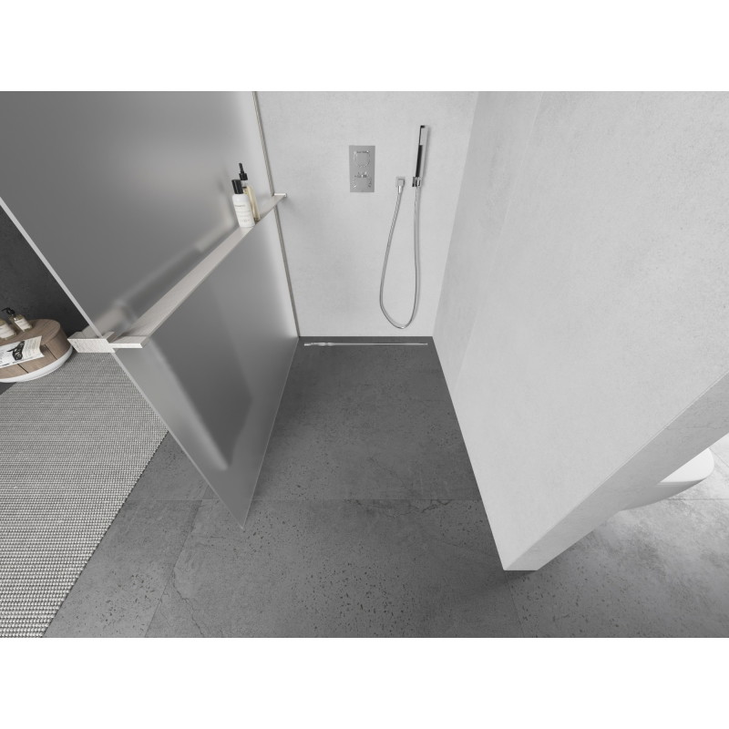Mexen Kioto+ L dušisein riiuliga Walk-in 80 x 200 cm, härmatis, harjatud nikkel - 800-080-123-97-30