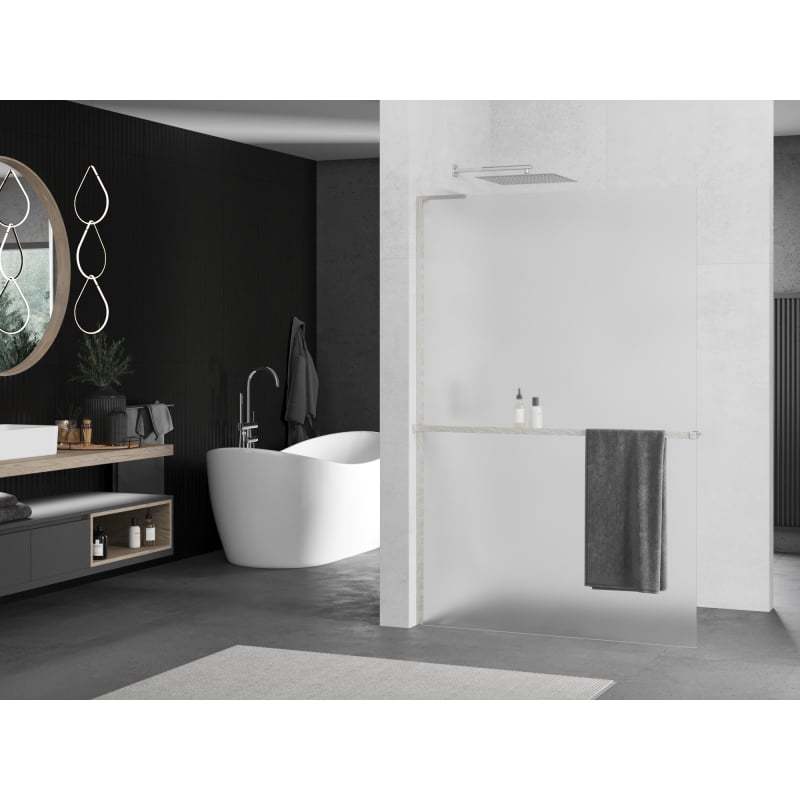 Mexen Kioto+ L dušisein riiuliga Walk-in 80 x 200 cm, härmatis, harjatud nikkel - 800-080-123-97-30