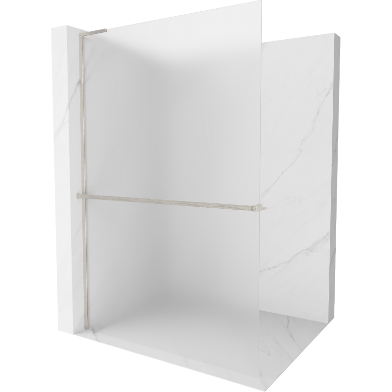 Mexen Kioto+ L Duschwand mit Ablage Walk-in 70 x 200 cm, Frost, Gebürsteter Nickel - 800-070-123-97-30