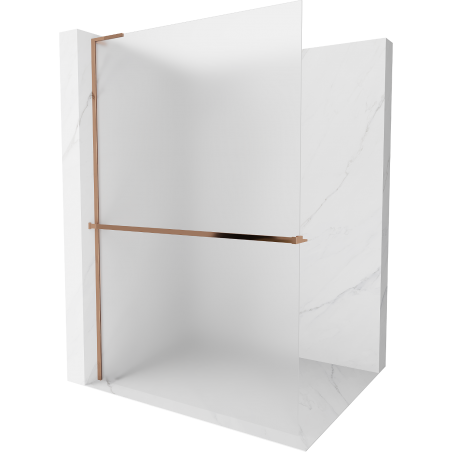 Mexen Kioto+ L shower panel with shelf Walk-in 120 x 200 cm, frosted, rose gold - 800-120-123-60-30