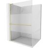 Mexen Kioto+ L Walk-in Shower Panel with Shelf 110 x 200 cm, Transparent/Frosted, Brushed Gold - 800-110-123-55-35