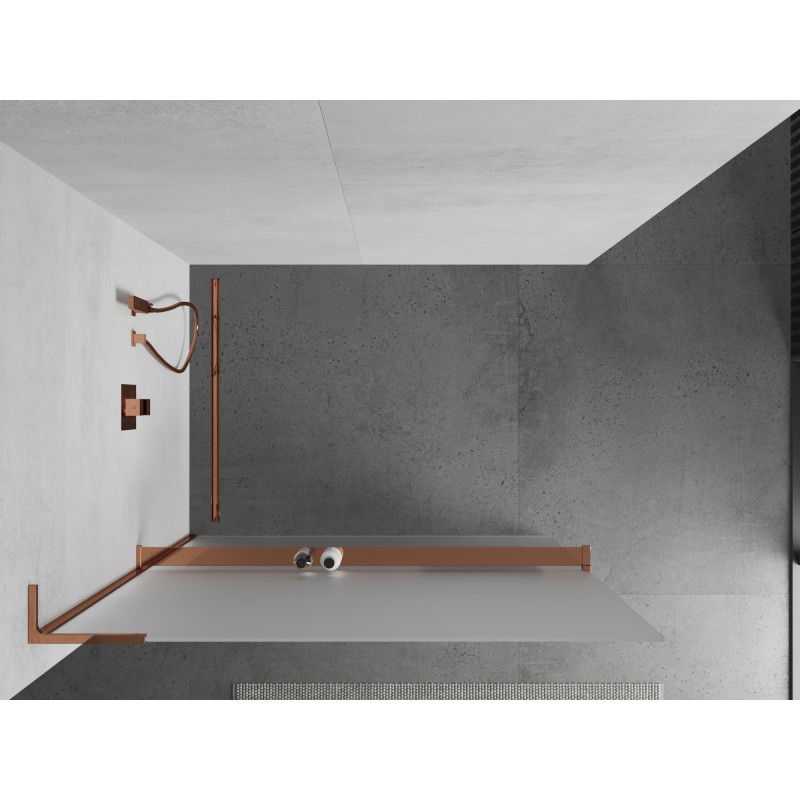 Mexen Kioto+ L panel de ducha con estante Walk-in 80 x 200 cm, escarcha, oro rosa - 800-080-123-60-30