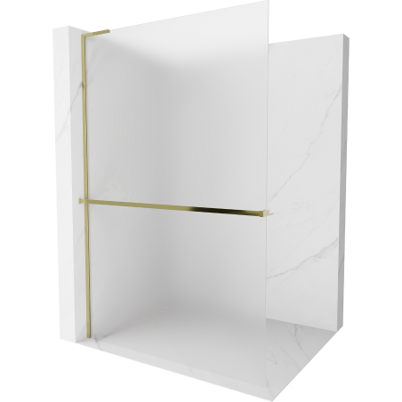 Mexen Kioto+ L Shower Wall with Walk-in Shelf 70 x 200 cm, Frosted, Gold - 800-070-123-50-30