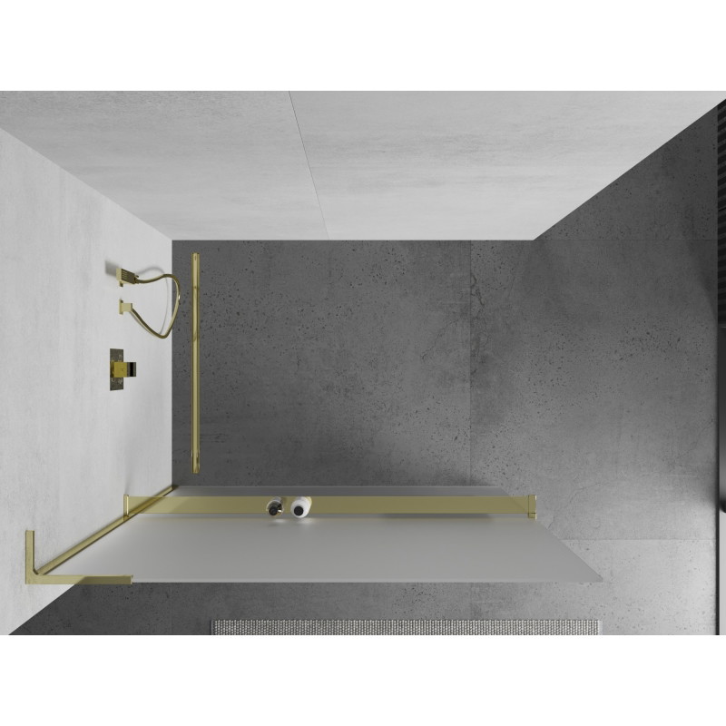 Mexen Kioto+ L dušisein koos Walk-in riiuliga 90 x 200 cm, härmatis, kuldne - 800-090-123-50-30