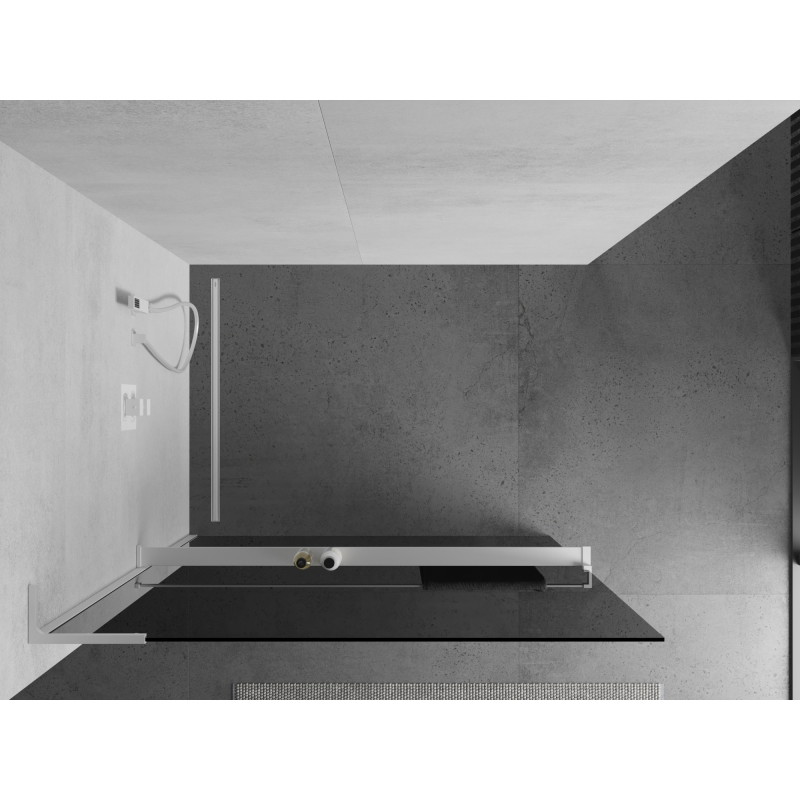Mexen Kioto+ L dušisein riiuliga Walk-in 110 x 200 cm, grafiit, valge - 800-110-123-20-40
