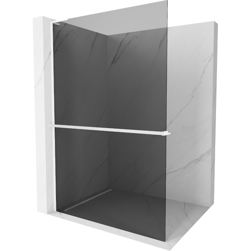 Mexen Kioto+ L shower wall with shelf Walk-in 110 x 200 cm, graphite, white - 800-110-123-20-40