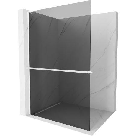 Mexen Kioto+ L shower wall with shelf Walk-in 110 x 200 cm, graphite, white - 800-110-123-20-40