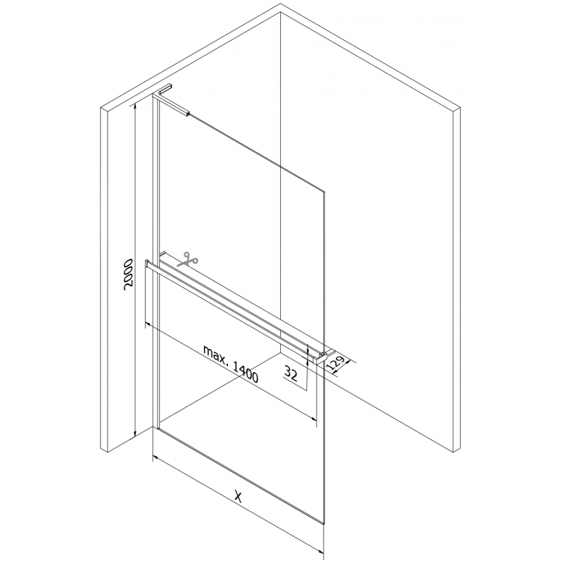 Mexen Kioto+ L ścianka prysznicowa z półką Walk-in 70 x 200 cm, grafit, chrom - 800-070-123-01-40