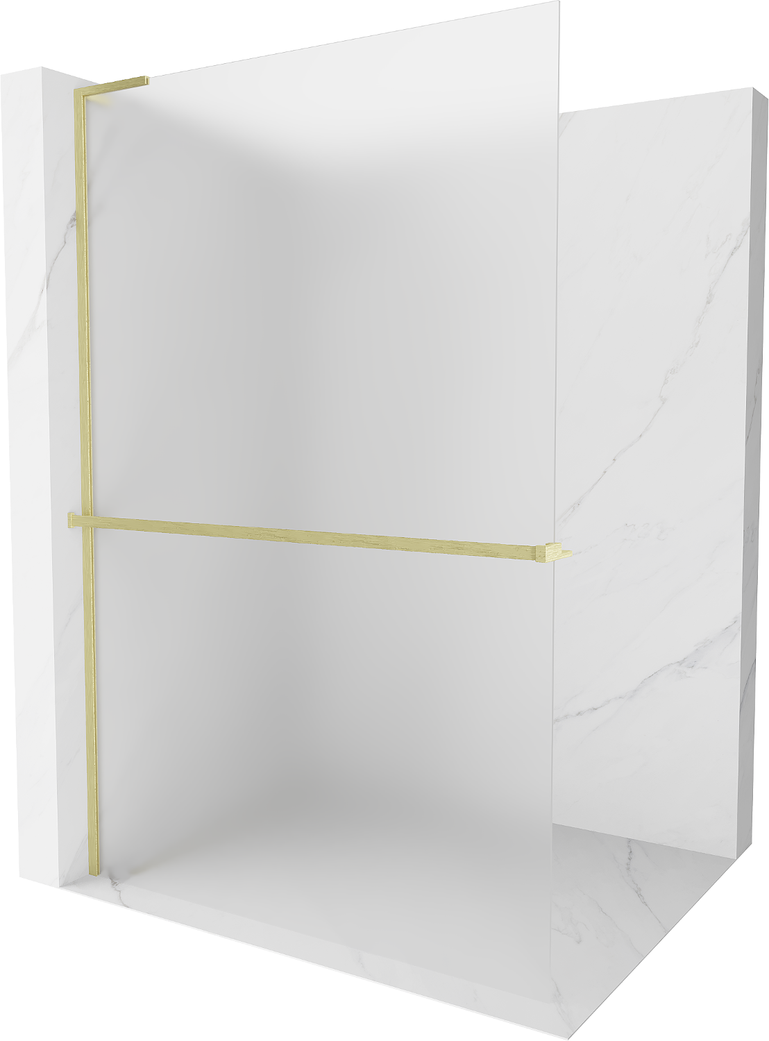 Mexen Kioto+ L ścianka prysznicowa z półką Walk-in 80 x 200 cm, szron, złota szczotkowana - 800-080-123-55-30
