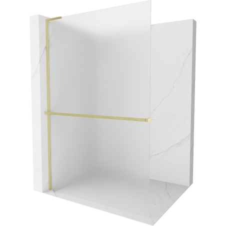 Mexen Kioto+ L Duschwand mit Regal Walk-in 90 x 200 cm, matt, gebürstet Gold - 800-090-123-55-30