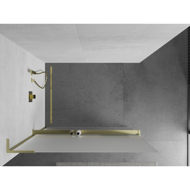 Mexen Kioto+ L dušisein riiuliga Walk-in 100 x 200 cm, härmatis, harjatud kuld - 800-100-123-55-30