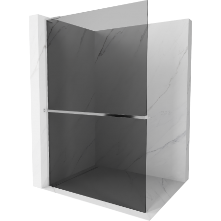 Mexen Kioto+ L Shower Screen with Walk-in Shelf 90 x 200 cm, Anthracite, Chrome - 800-090-123-01-40