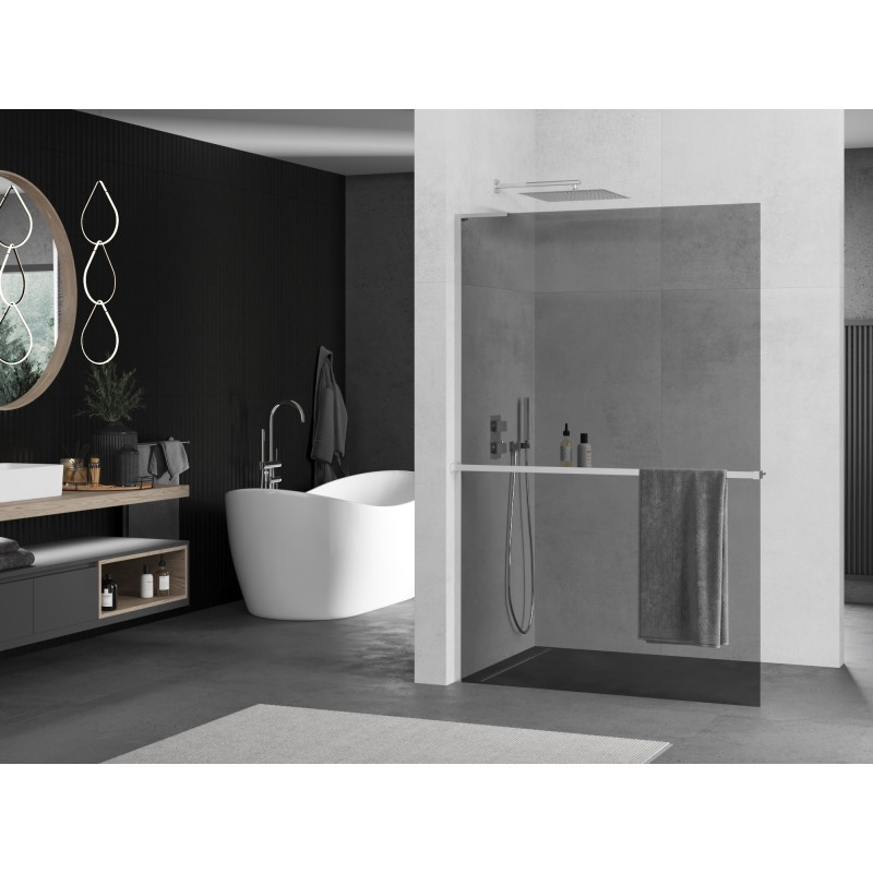 Mexen Kioto+ L dušisein riiuliga Walk-in 120 x 200 cm, grafiit, kroom - 800-120-123-01-40