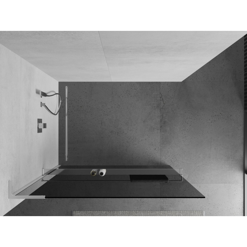 Mexen Kioto+ L dušisein riiuliga Walk-in 120 x 200 cm, grafiit, kroom - 800-120-123-01-40