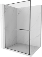 Mexen Kioto+ L Duschwand mit Ablage Walk-in 110 x 200 cm, schwarzer Rahmen, Chrom - 800-110-123-01-70