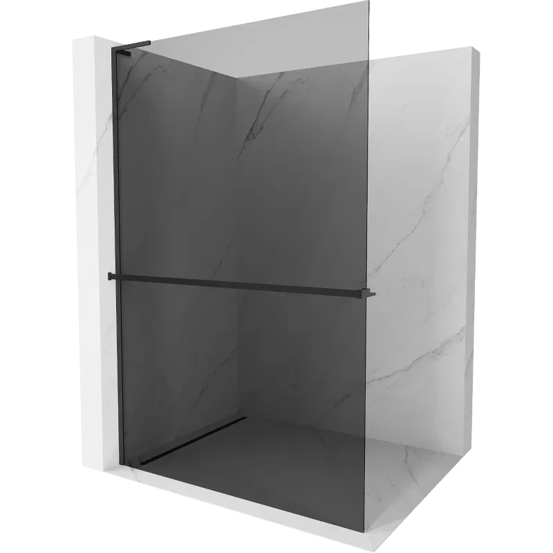 Mexen Kioto+ L Duschwand mit Ablage Walk-in 80 x 200 cm, graphit, schwarz - 800-080-123-70-40