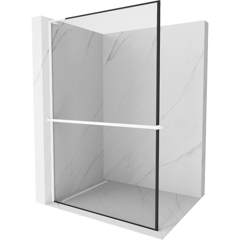 Mexen Kioto+ L parede de duche com prateleira Walk-in 70 x 200 cm, estrutura preta, branca - 800-070-123-20-70