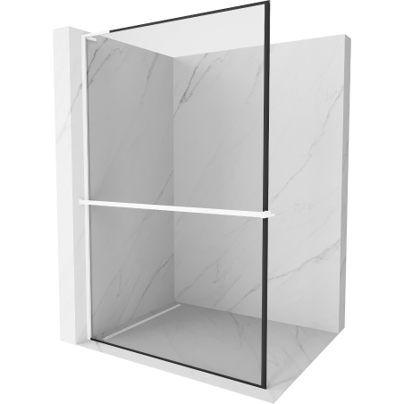 Mexen Kioto+ L Duschwand mit Ablage Walk-in 70 x 200 cm, schwarzer Rahmen, weiß - 800-070-123-20-70