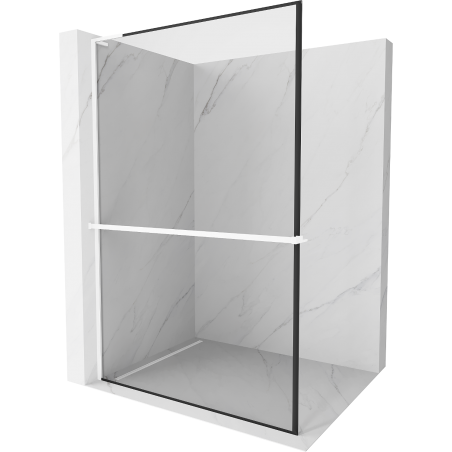 Mexen Kioto+ L douchewand met plank Walk-in 90 x 200 cm, zwart frame, wit - 800-090-123-20-70