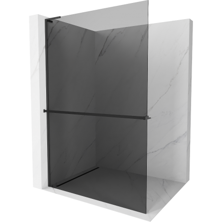 Mexen Kioto+ L Walk-in Shower Wall with Shelf 100 x 200 cm, graphite, black - 800-100-123-70-40