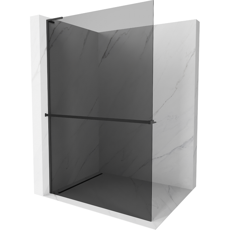 Mexen Kioto+ L Duschwand mit Regal Walk-in 120 x 200 cm, graphit, schwarz - 800-120-123-70-40