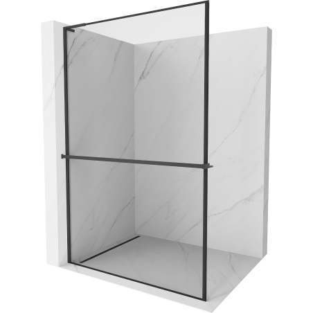 Mexen Kioto+ L Douchewand met plank Walk-in 110 x 200 cm, zwarte rand, zwart - 800-110-123-70-70
