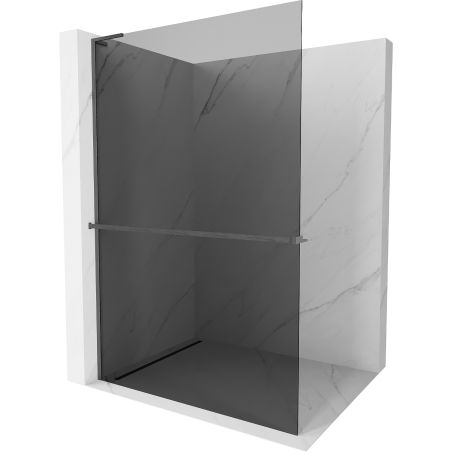 Mexen Kioto+ L Duschwand mit Regal Walk-in 80 x 200 cm, Graphit, Gun Gray gebürstet - 800-080-123-66-40