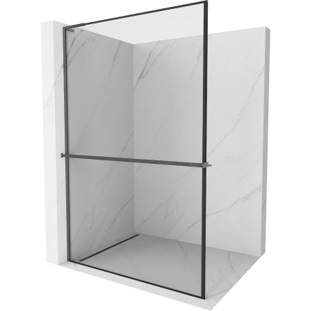 Mexen Kioto+ L Duschwand mit Ablage Walk-in 70 x 200 cm, schwarzer Rahmen, gebürstetes Gun Gray - 800-070-123-66-70