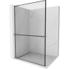 Mexen Kioto+ L Duschwand mit Regal Walk-in 110 x 200 cm, schwarzer Rahmen, gebürstet gun gray - 800-110-123-66-70