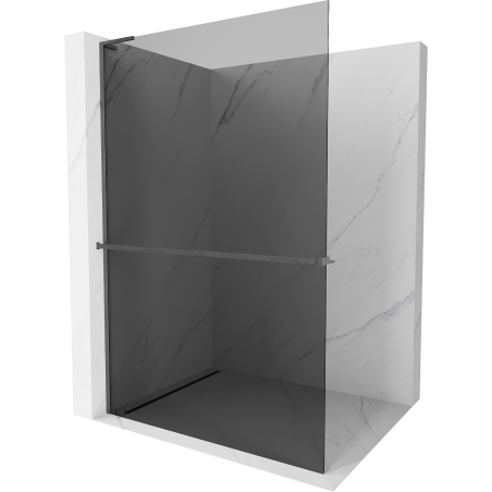 Mexen Kioto+ L Duschabtrennung mit Ablage Walk-in 110 x 200 cm, Grafit, gebürstet Gun Gray - 800-110-123-66-40