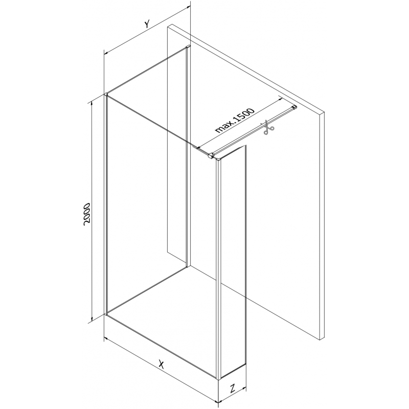Mexen Kioto ścianka prysznicowa Walk-in 120 x 100 x 30 cm, transparent, chrom - 800-120-100-221-01-00-030