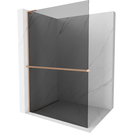 Mexen Kioto+ L Duschwand mit Regal Walk-in 80 x 200 cm, grafit, gebürstetes Kupfer - 800-080-123-65-40