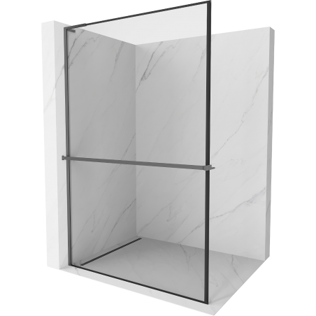 Mexen Kioto+ L paroi de douche avec étagère Walk-in 70 x 200 cm, cadre noir, gun metal - 800-070-123-95-70