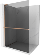 Mexen Kioto+ L Duschwand mit Ablage Walk-in 100 x 200 cm, grafit, gebürstetes Kupfer - 800-100-123-65-40