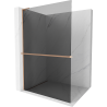 Mexen Kioto+ L shower screen with Walk-in shelf 110 x 200 cm, graphite, brushed copper - 800-110-123-65-40