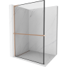 Mexen Kioto+ L Duschwand mit Ablage Walk-in 80 x 200 cm, schwarzer Rahmen, gebürstetes Kupfer - 800-080-123-65-70
