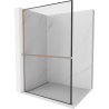 Mexen Kioto+ L Shower Wall with Walk-in Shelf 47.24 x 78.74 inches, Black Pattern, Brushed Bronze - 800-120-123-65-70