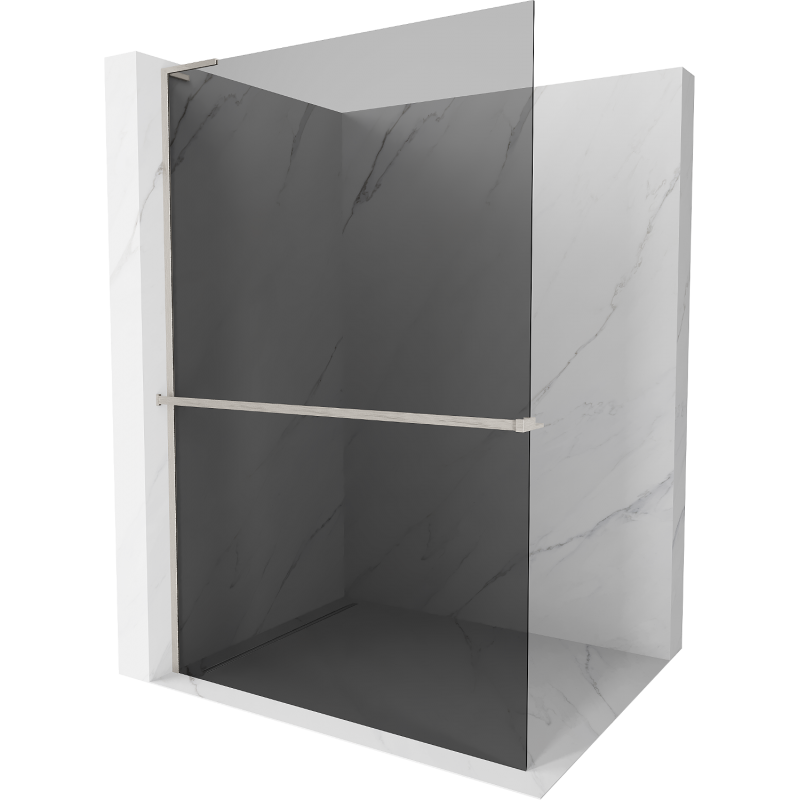 Mexen Kioto+ L shower wall with shelf Walk-in 70 x 200 cm, graphite, brushed nickel - 800-070-123-97-40