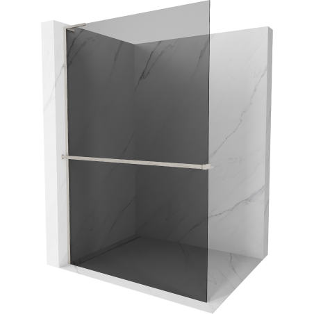 Mexen Kioto+ L shower wall with shelf Walk-in 70 x 200 cm, graphite, brushed nickel - 800-070-123-97-40