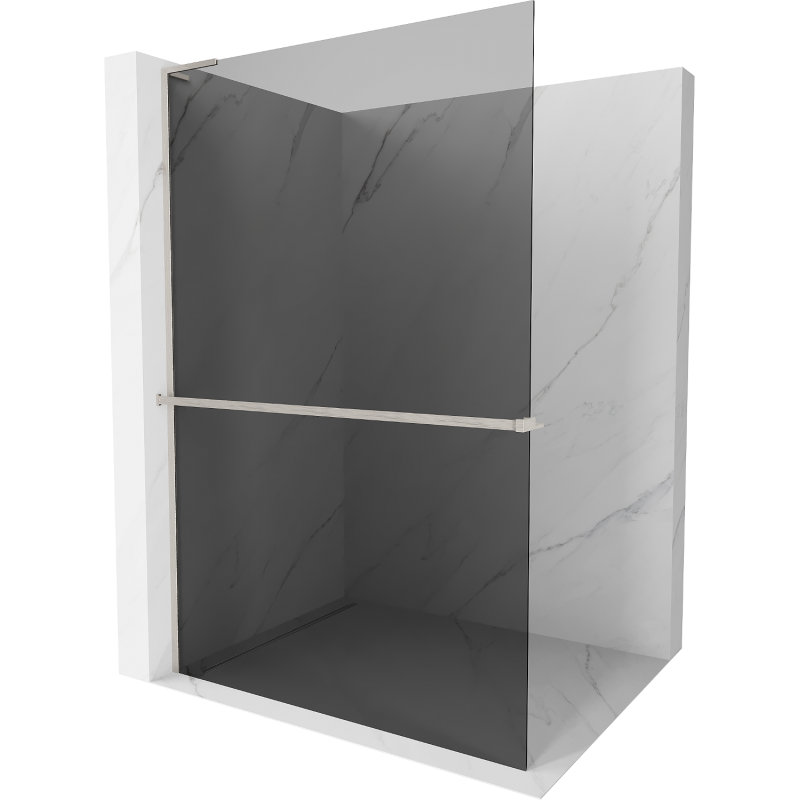 Mexen Kioto+ L Duschwand mit Ablage Walk-in 80 x 200 cm, graphit, gebürstetes Nickel - 800-080-123-97-40