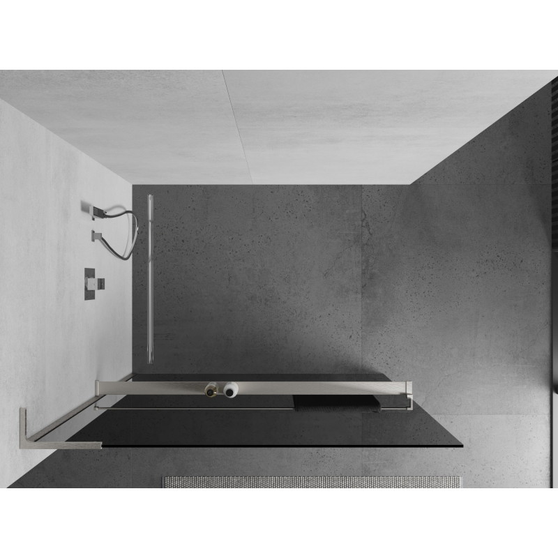 Mexen Kioto+ L dušisein riiuliga Walk-in 110 x 200 cm, grafiit, harjatud nikkel - 800-110-123-97-40