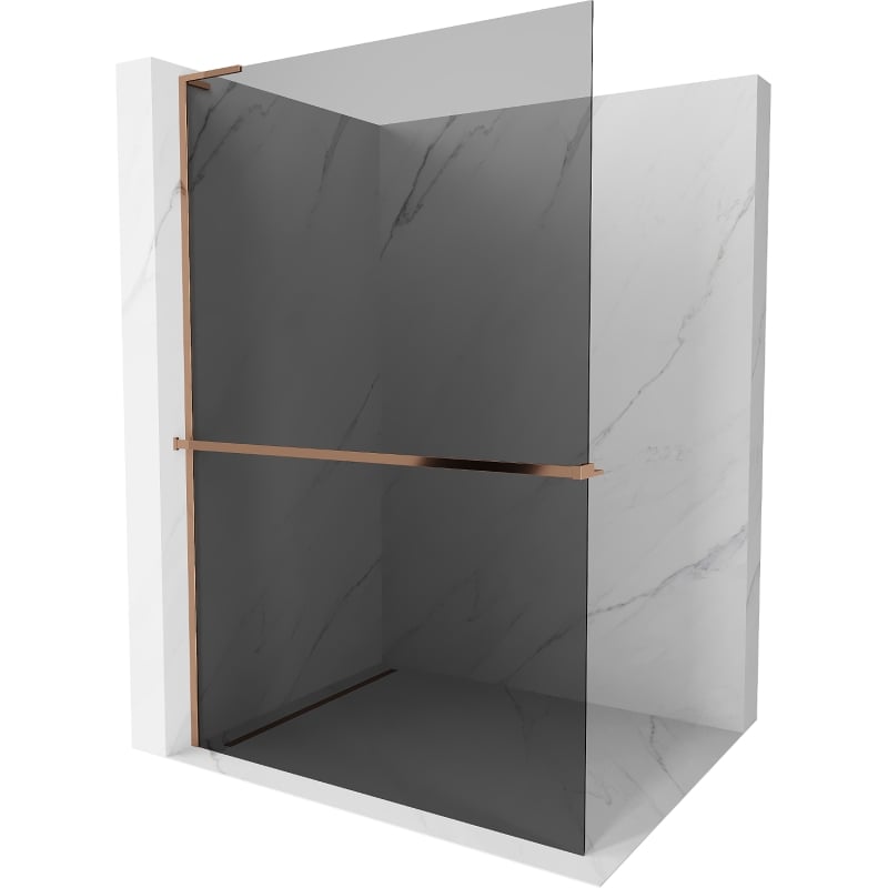Mexen Kioto+ L dušisein riiuliga Walk-in 80 x 200 cm, grafiit, roosa kuld - 800-080-123-60-40