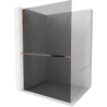 Mexen Kioto+ L shower wall with Walk-in shelf 90 x 200 cm, graphite, rose gold - 800-090-123-60-40